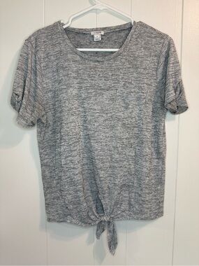 J. Crew Heathered Gray Short Sleeve Tie-Front Tee Size Medium Casual, coastal